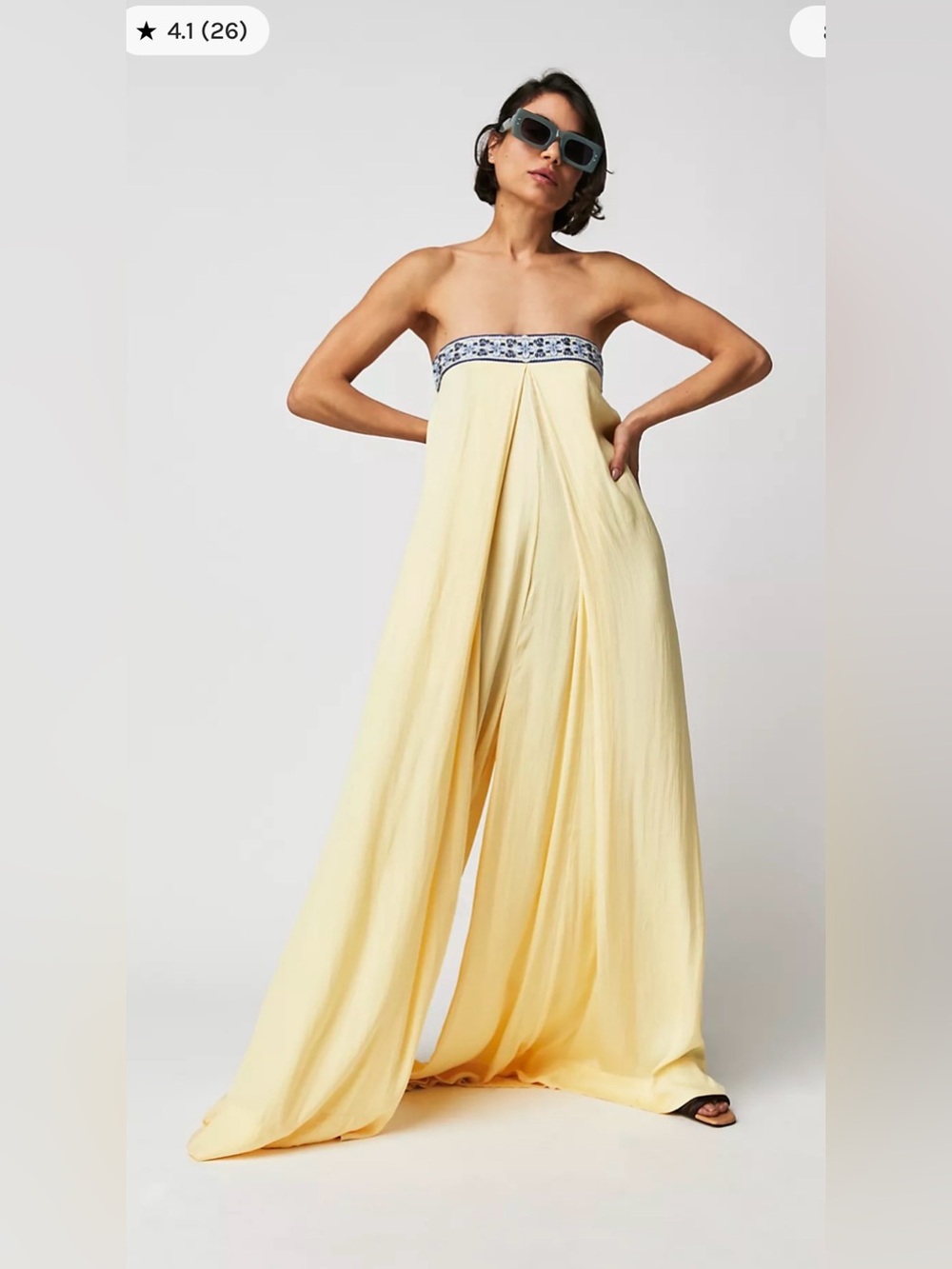 Free‎ People Solid Serendipity yellow wide leg Jumpsuit NWT Size Small